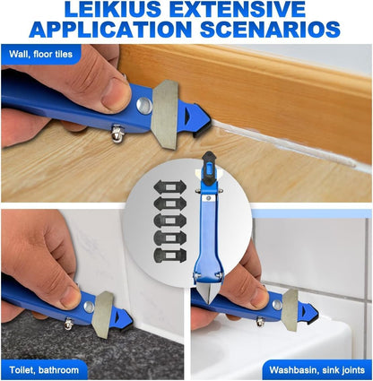 3 in 1 Silicone Caulking Tool, High Quailty Grout Removal Tool and Sealant Finishing Scraper with Stainless Steelhead, Caulk Remover Tool Kit for Window, Kitchen, Floor, and Sink Joint