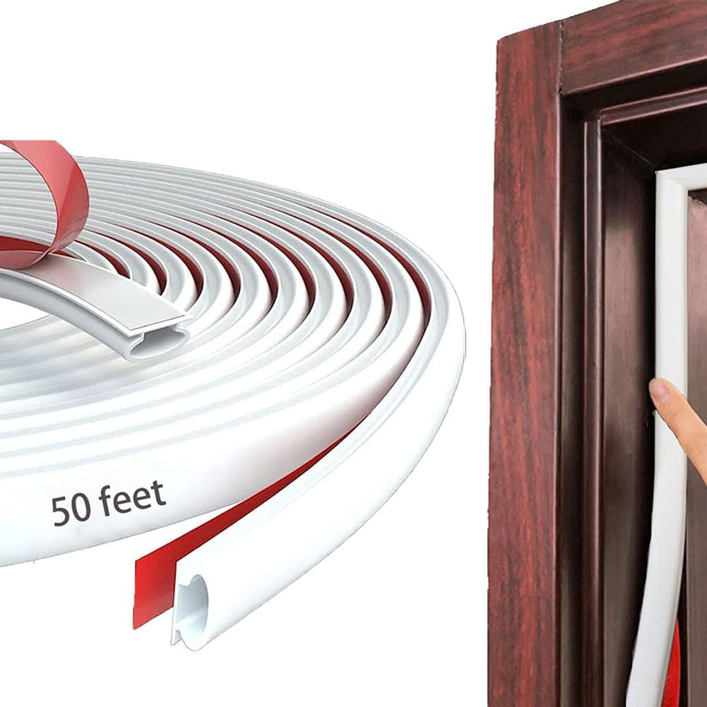 Black Rubber Weather Stripping Door Seal Strip, D Shape Door Weather Seal Strip, Self-Adhesive Soundproofing Frame Insulation Tape for Doors Frame/Window Seal,Blocks Cold Drafts Noise