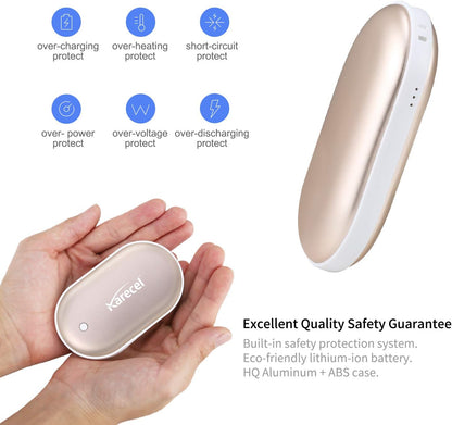 Karecel Rechargeable Hand Warmer, 5200mAh Double-Sided 4-inch Full-Surface Heat Electric Hand Warmer, Up to 11Hrs, Portable Handwarmer Pocket Heater, Tech Gifts for Men Women, Winter Essentials