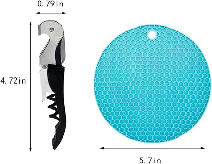 Jar Opener for Seniors with Arthritis,Jar Opener for Weak Hands,5-in-1 Bottle Opener,4-in-1 Can Opener (A-Blue)
