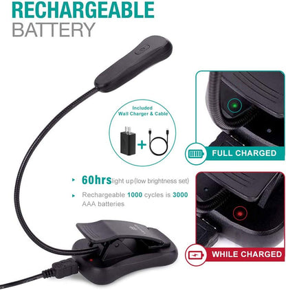 Vekkia Book Light Set with Charger, Clip on Reading Light in Bed