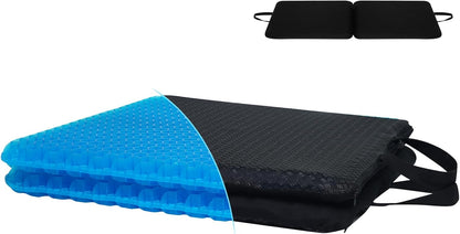 Gel Seat Cushion for Long Sitting - 16.5" x 14.5" x 2.4" (Extra Thick＆Soft)