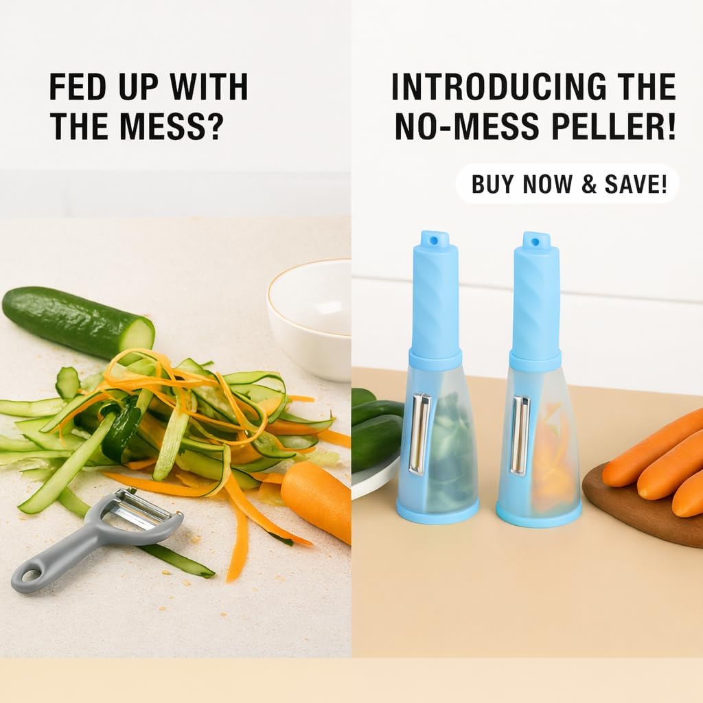 Nature+ Vegetable Peeler Fruit Peeler with Container, Stainless Steel Blade, Non-Slip Handle, Kitchen Kiwi Peeler for Apple, Potato