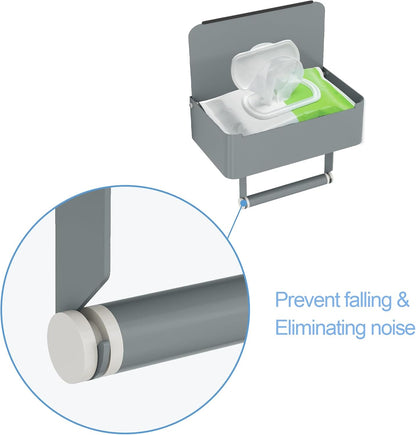 JUYSON Toilet Paper Holder with Shelf, Flushable Wipes Dispenser Fits for Bathroom Wipe Storage, Keep Your Wipes Hidden Out of Sight - SUS304 Stainless Steel Wall Mount Organizer (Matte Black)