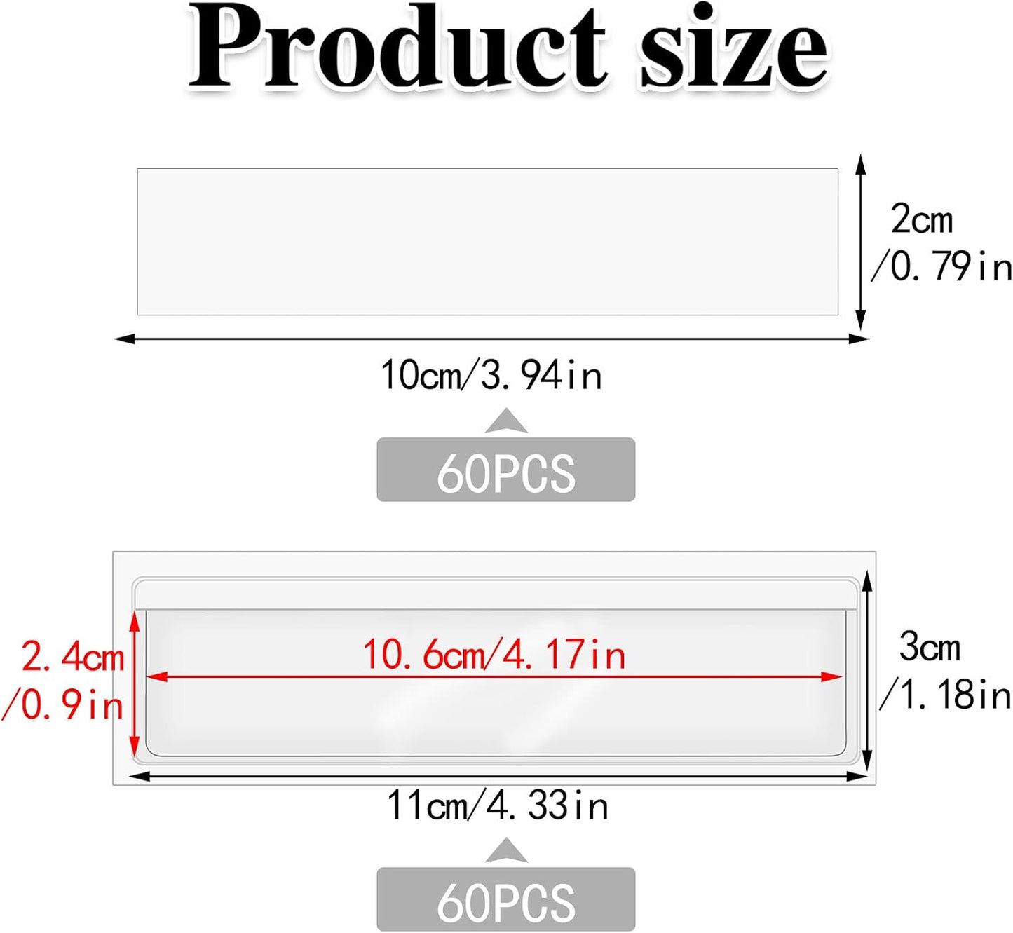 36 Pack 3" x 5" Adhesive Index Card Holders Clear PVC Label Holders | Top-loading label pockets, removable adhesive, clear PVC, for bins, shelves, totes, library and office use