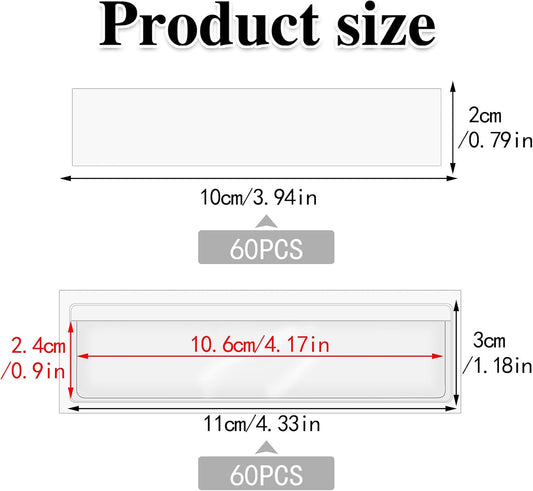 36 Pack 3" x 5" Adhesive Index Card Holders Clear PVC Label Holders | Top-loading label pockets, removable adhesive, clear PVC, for bins, shelves, totes, library and office use