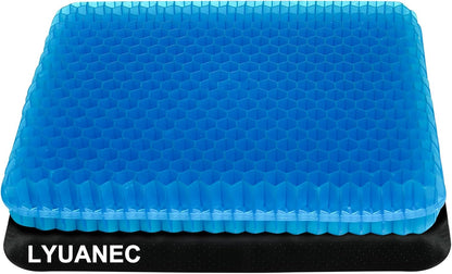 Gel Seat Cushion for Long Sitting - 16.5" x 14.5" x 2.4" (Extra Thick＆Soft)