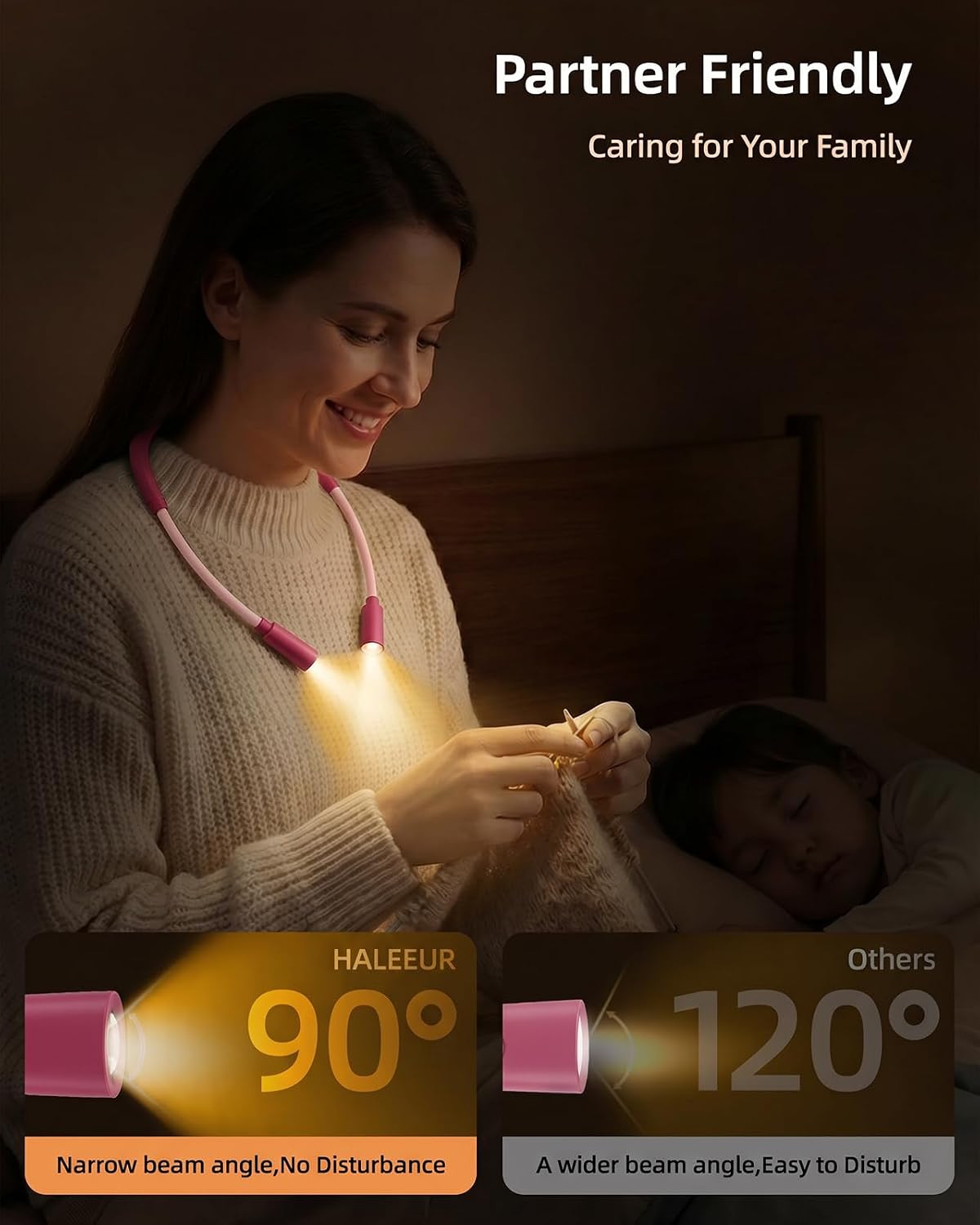 Rechargeable Book Light,3 Colors and Brightness Adjustable Reading Light,Bendable Neck Light,100hrs Long-Lasting,Perfect Reading Lamp Gift for Books in Bed, Knitting,Repairing,Working