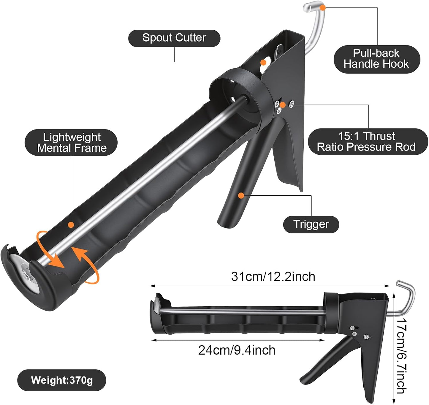 5-In-1 Caulking Tool Kit With Razor Scraper, Silicone Finishing | Caulk Removal And Smoothing, Metal And Plastic Scrapers, For Tile, Glass, Sink, Window And Grout Repair