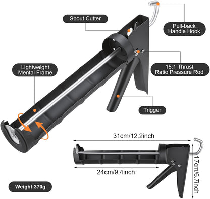 5-In-1 Caulking Tool Kit With Razor Scraper, Silicone Finishing | Caulk Removal And Smoothing, Metal And Plastic Scrapers, For Tile, Glass, Sink, Window And Grout Repair