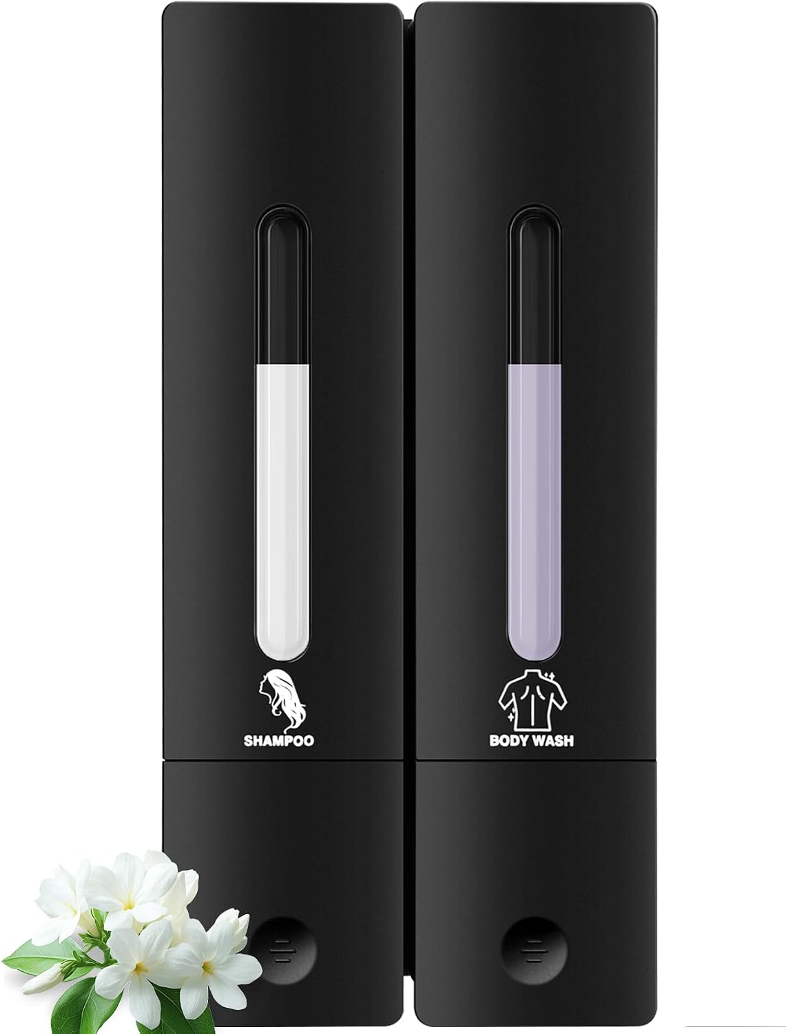 3 Chamber Shampoo and Conditioner Dispenser Set, No Drill Shower Soap | Refillable wall-mounted bottles, BPA-free. 3x400ml. Dispenses shampoo, conditioner,body wash, soap, lotion, gel. Black.