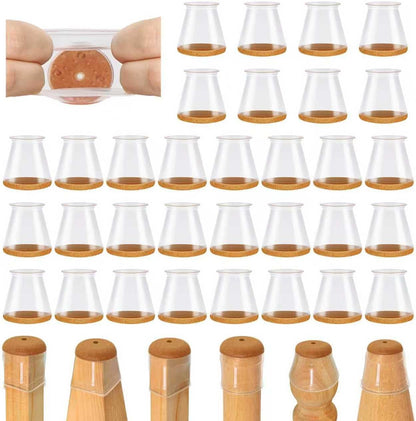 VIUME 24 Pcs Chair Leg Floor Protectors for Hardwood Floors Round | Silicone Covers Felt Pads Furniture Leg Caps Anti-Scratch Reduce Noise Fit (1-5/16" to 2")