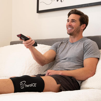 TheraICE Knee Ice Pack Wrap, Reusable Cold Compression Sleeve for Injuries | Flexible Gel Ice Pack, Cooling Knee Sleeve for Elbow, Ankle & Calf, Post-Surgery Recovery, ACL MCL Relief