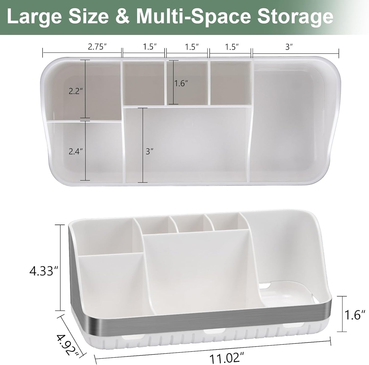 GFWARE Black Toothbrush Holder - 7 Slots Bathroom Organizer Countertop with Drainage Matte Black Electric Toothbrush and Toothpaste Holder for Bathroom Accessories Sink Storage