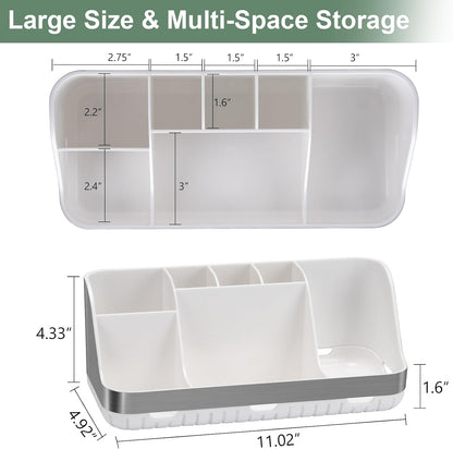 GFWARE Black Toothbrush Holder - 7 Slots Bathroom Organizer Countertop with Drainage Matte Black Electric Toothbrush and Toothpaste Holder for Bathroom Accessories Sink Storage