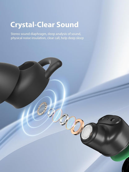 Sleep Headphones, Invisible Sleep Earbuds for Side Sleepers, Small Noise Blocking Sleep Earphones, Bluetooth 5.3 Tiny Hidden Earbuds for Work,Sleeping (Black)