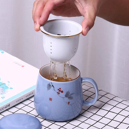 ZooBoo Porcelain Tea Mug With Infuser Lid 12oz Loose Leaf Tea Cup | Gift Box Packaging Makes This Tea Cup An Ideal Choice For Tea Lovers, Home, Office Use