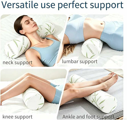 Cervical Neck Roll Pillow – Memory Foam Bolster Pillow for Neck & Back Support, Ergonomic Cylinder Pillow with Washable Cover for Side Sleepers, Lumbar, Knee & Leg Support