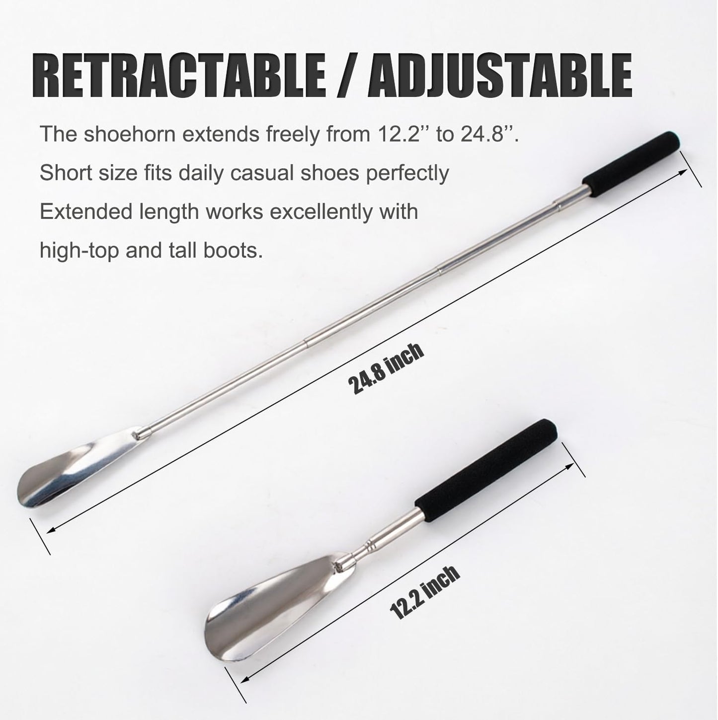 Stainless Steel Shoe Horn Long Hadnle Telescopic Shoehorn Retractable Shoehorn Adjustable Shoe Puller Shoe Aids | Stainless Steel Shoe Horn Long Hadnle Telescopic Shoehorn Retractable Shoehorn Adjustable