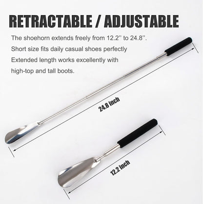 Stainless Steel Shoe Horn Long Hadnle Telescopic Shoehorn Retractable Shoehorn Adjustable Shoe Puller Shoe Aids | Stainless Steel Shoe Horn Long Hadnle Telescopic Shoehorn Retractable Shoehorn Adjustable