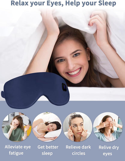 Dearan Upgraded 3 Temperature Modes Silk Heated Eye Mask Cordless,Rechargeable Warm Eye Heating Pad No Pressure for Dry Eyes, Sleep Eye Mask Christmas Gift for Men Women