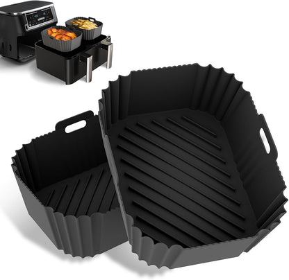 CEGOUT 2PCS Non-Stick Silicone Air Fryer Liners for Ninja DZ201/DZ401 DZ550 8-10 QT, COSORI 2 Basket Air Fryer, Baking Tray, Air Fryer Accessories