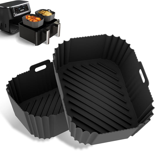 2PCS Silicone Air Fryer Liners for Ninja DZ201/DZ401 DZ550 8-10 QT
