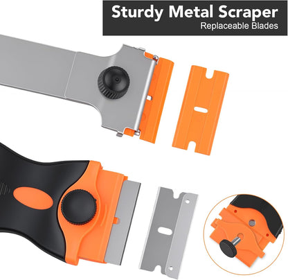5-In-1 Caulking Tool Kit With Razor Scraper, Silicone Finishing | Caulk Removal And Smoothing, Metal And Plastic Scrapers, For Tile, Glass, Sink, Window And Grout Repair