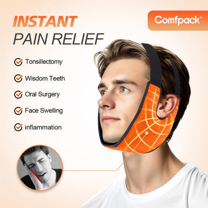 Comfpack Wisdom Teeth Ice Pack Head Wrap,Soft Double Side Jaw Face Ice Pack | Extra Large Jaw & Chin Ice Pack, Reusable Gel Hot Cold Therapy for TMJ, Oral Surgery, Face Swelling, Tonsillectomy Recovery