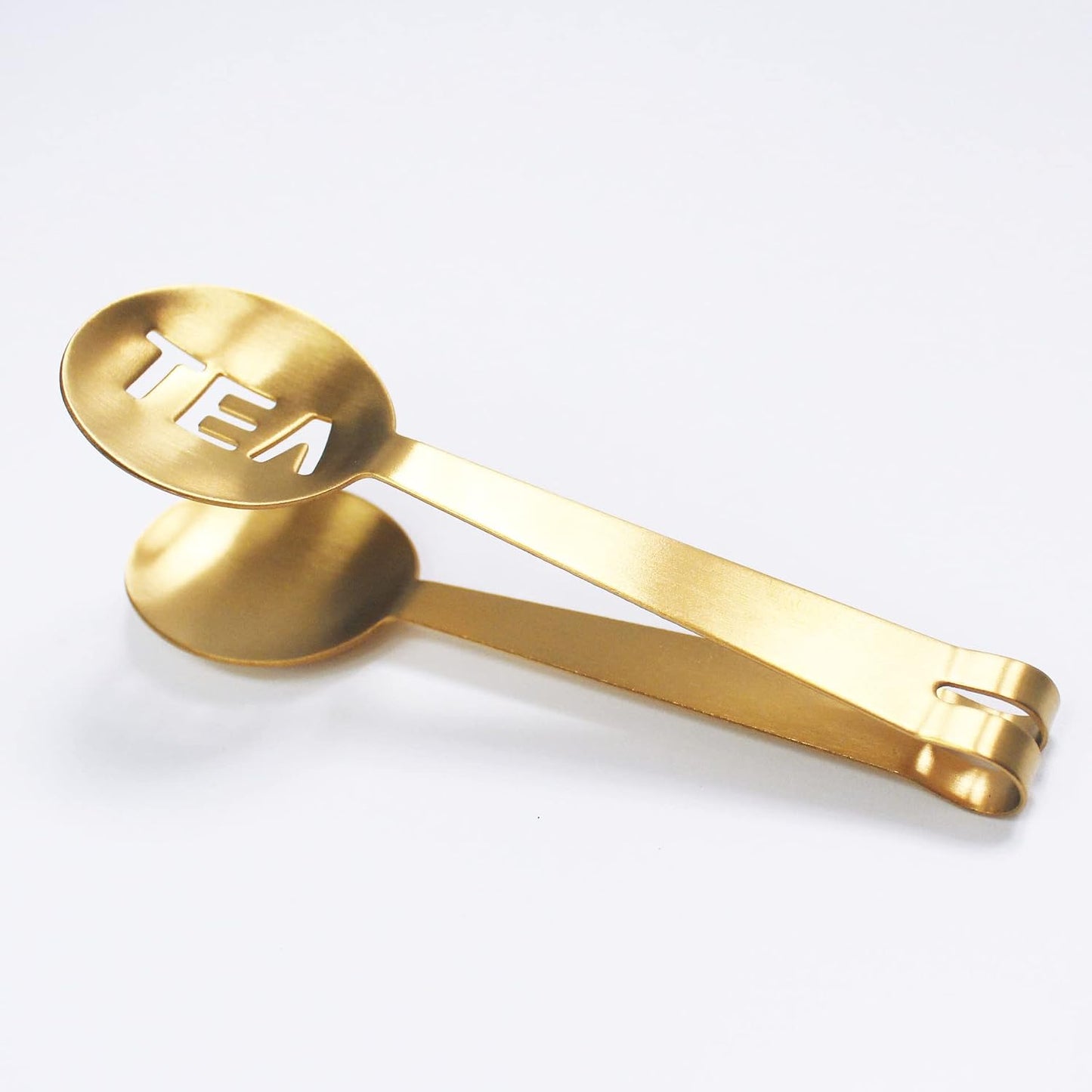 Golden Tea Bag Squeezer (Pack of 2), Stainless Steel Oval Tea Bag Squeezer Tongs, Tea Filter Clamp Tea Strainer Holder Clip, Suitable for Gripping Ice Cube, Sugar and Lemon Slice