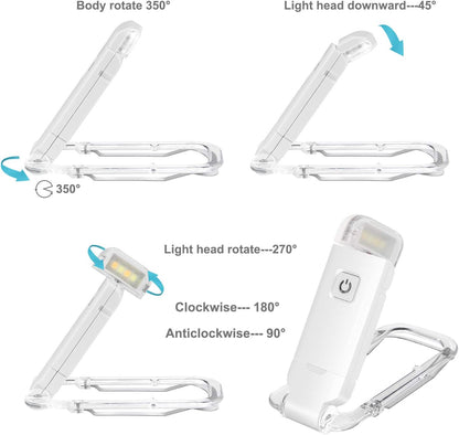 HONWELL Rechargeable Book Light, Clip On LED Reading Lights for Kids Reading in Bed, 3 Brightness Levels Dimmable Bookmark Light for Eye-Protection, Portable Reading Lamp for Bookworms, Travel(Orange)