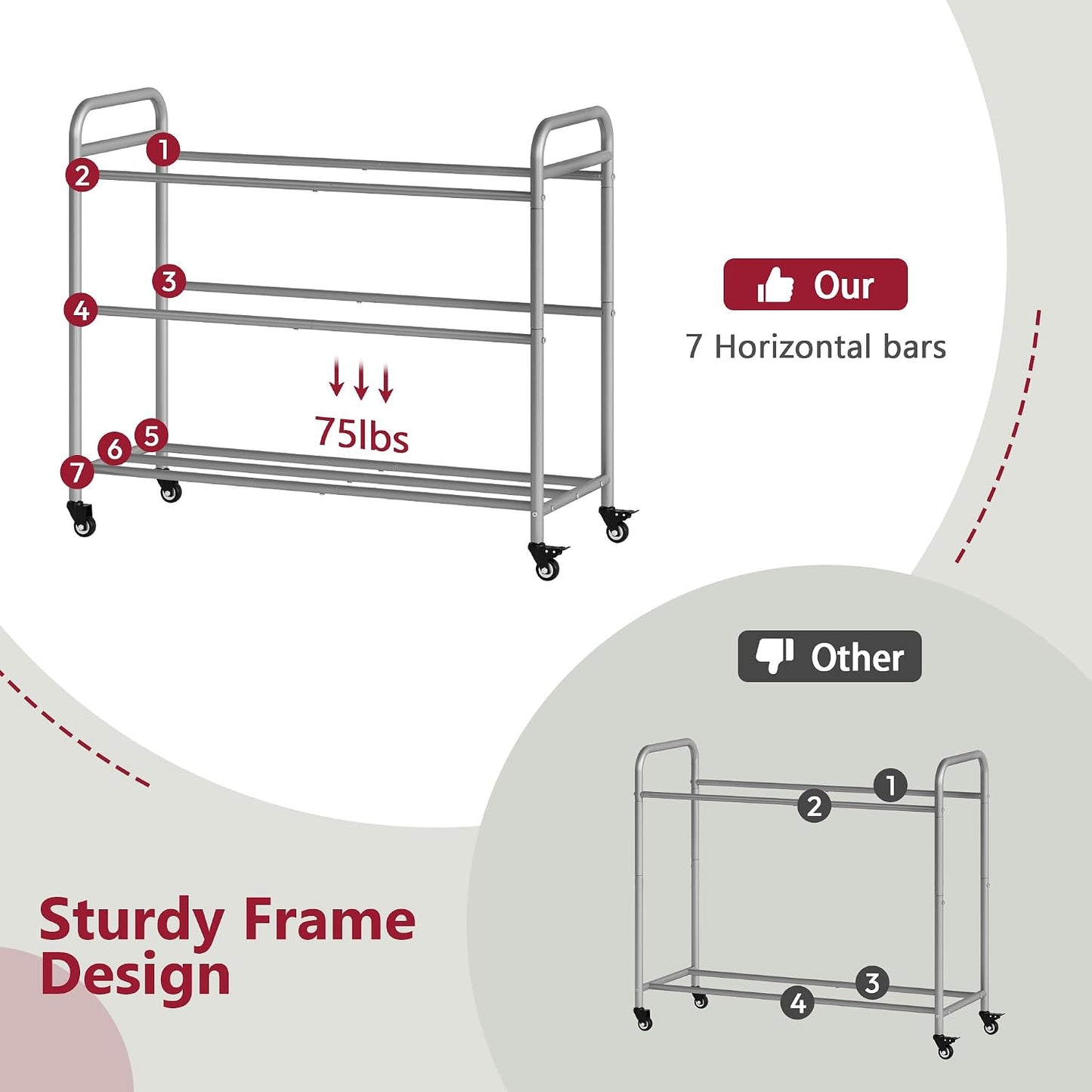 2 Bag Laundry Sorter Cart, Black & Grey | 50lbs Large Capacity, Removable Laundry Bags, Heavy Duty Lockable Rolling Wheels, Laundry Hamper Basket for Clothes Storage