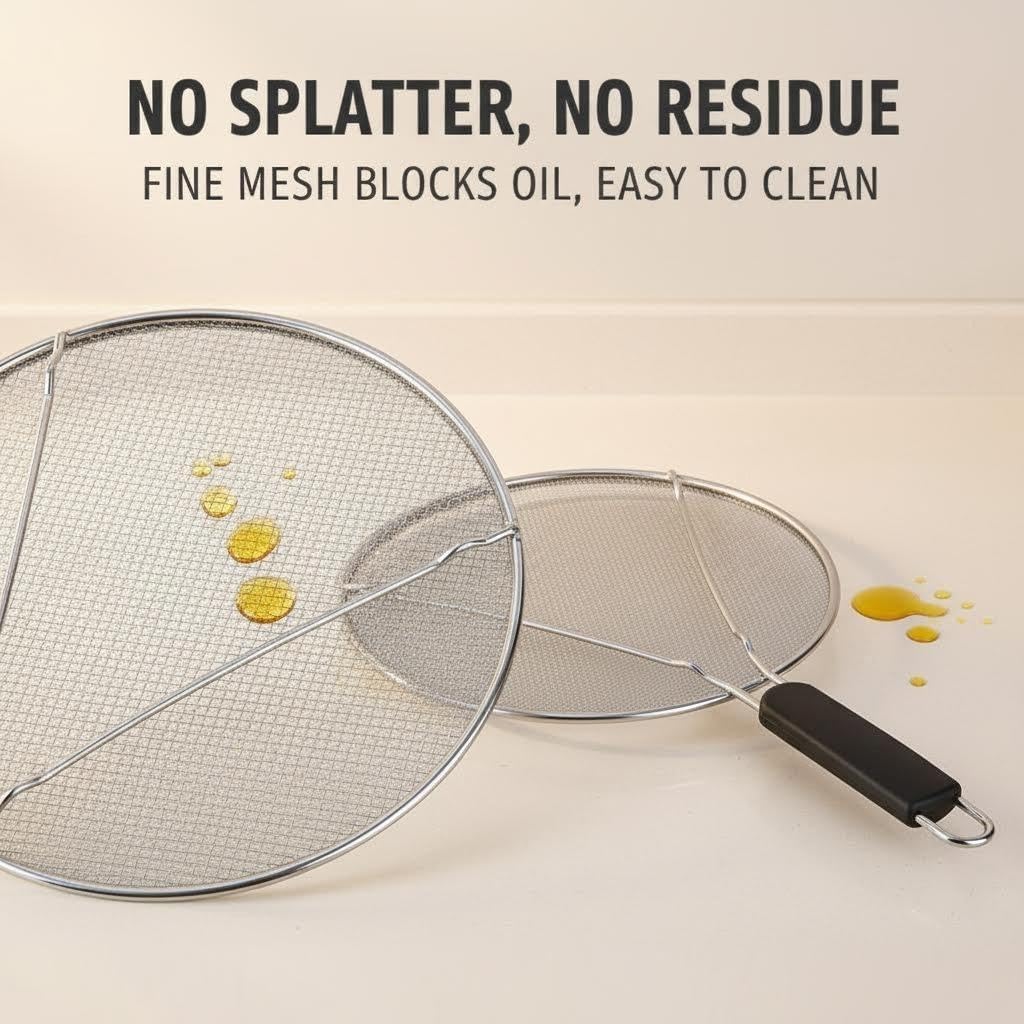 Stainless Steel Splatter Guard Set of 2, 13in & 9.84in for Frying Pan | Heavy Duty Grease Splatter Screen, Oil Splash Protection, Dishwasher Safe, Easy to Hang