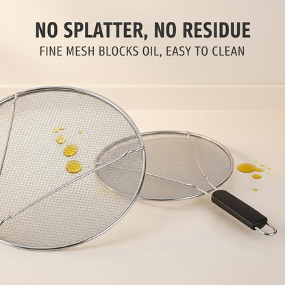 Stainless Steel Splatter Guard Set of 2, 13in & 9.84in for Frying Pan | Heavy Duty Grease Splatter Screen, Oil Splash Protection, Dishwasher Safe, Easy to Hang