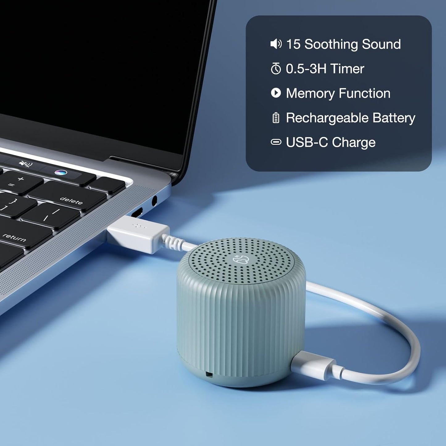 Portable Sound Machine for Baby Adults,LEICEX Travel Sound Machine,15 Non-Looping Sound Timer and Memory Play, Mini White Noise Machine for Sleeping Office Privacy Travel Gift