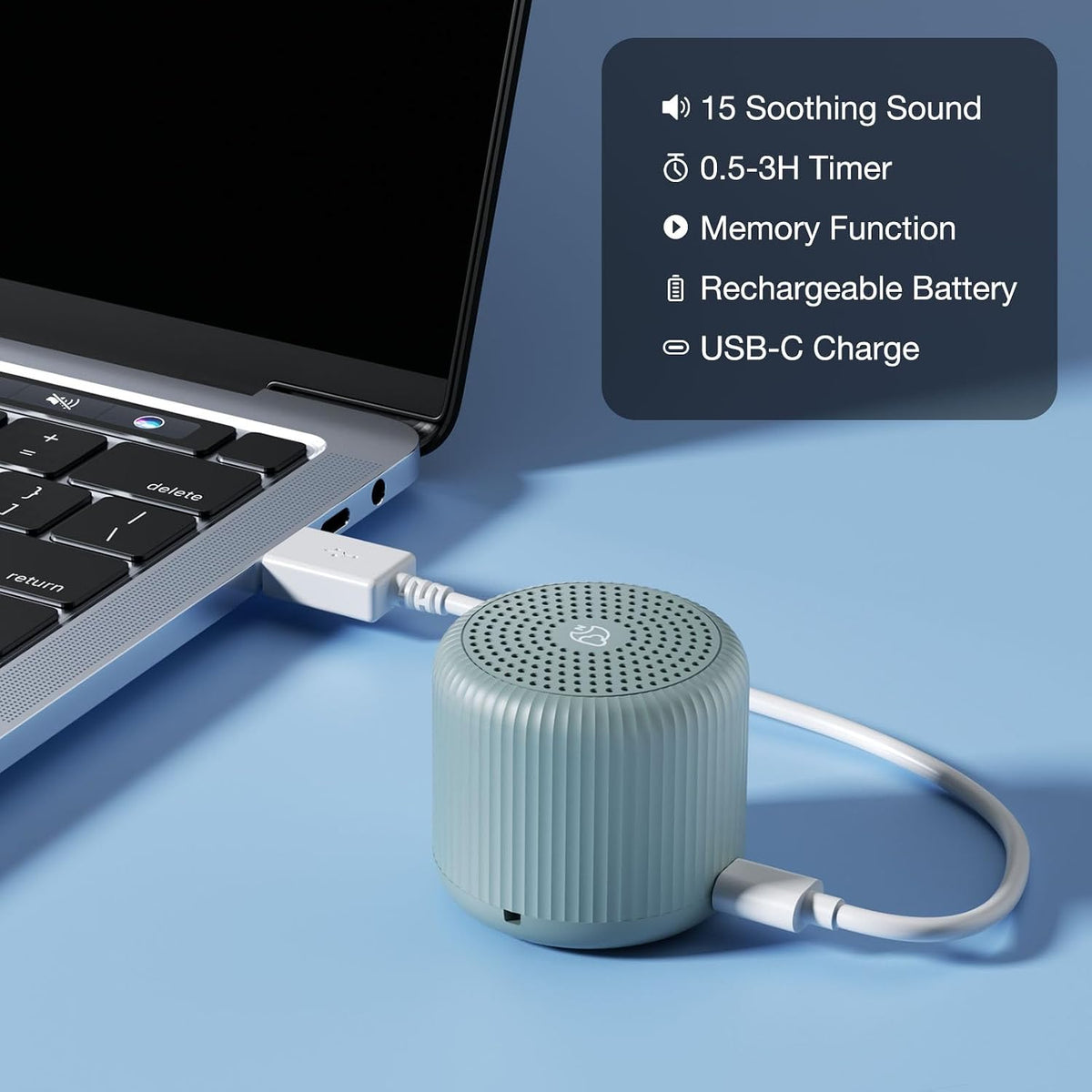Portable Sound Machine for Baby Adults,LEICEX Travel Sound Machine,15 Non-Looping Sound Timer and Memory Play, Mini White Noise Machine for Sleeping Office Privacy Travel Gift