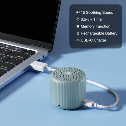 Portable Sound Machine for Baby Adults,LEICEX Travel Sound Machine,15 Non-Looping Sound Timer and Memory Play, Mini White Noise Machine for Sleeping Office Privacy Travel Gift