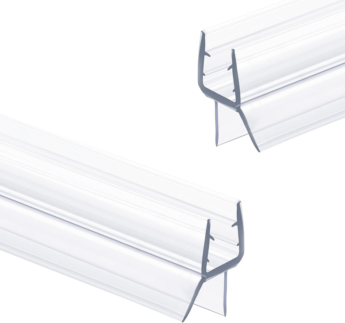 Bathroom Shower Glass Door Bottom Seal Strip, 2PCS 36 Inch Long Clear PVC Seal Strips for 5/16"(8mm) - 3/8"(10mm) Thick Framless Glass Door Panel