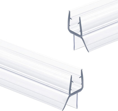 Bathroom Shower Glass Door Bottom Seal Strip, 2PCS 36 Inch Long Clear PVC Seal Strips for 5/16"(8mm) - 3/8"(10mm) Thick Framless Glass Door Panel