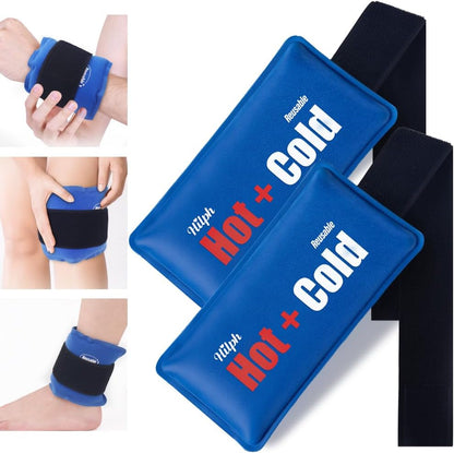 Hilph Ice Packs for Injuries 2 Pack, Hot Cold Gel Therapy Wrap with Strap