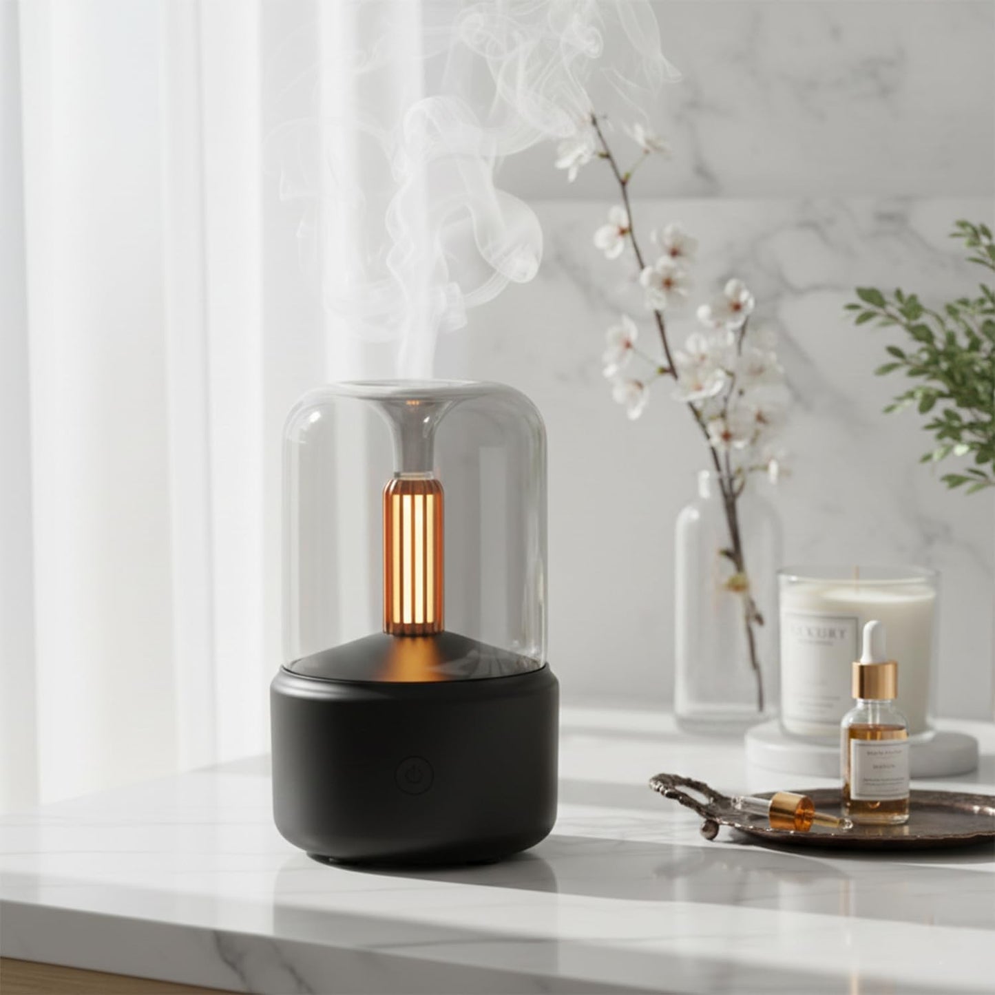 LONCIN Essential Oil Diffuser, 120ml Aromatherapy Diffuser with Auto Shut-Off Function, Ultrasonic Diffusers for Essential Oils, Cool Mist Humidifier with Warm Lights, for Home & Office
