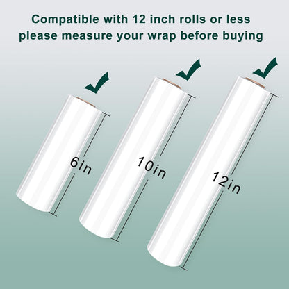 Foil Plastic Wrap Organizer Dispenser - Wall Mounted Bamboo Kitchen Paper Towel Holder with Spice Shelf,4 in 1 12" Roll Dispenser with Cutter