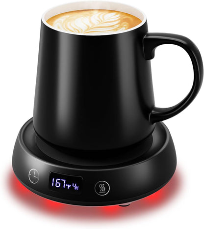 Coffee Mug Warmer Set for Desk, Smart Heated Electric Tea Cup Warmer Plate | Coffee Lover Mug and Warmer Set, Office Home Beverage Warming Candle Heater, 4-Temp Control 8H Auto Shut Off, Men Women Gift