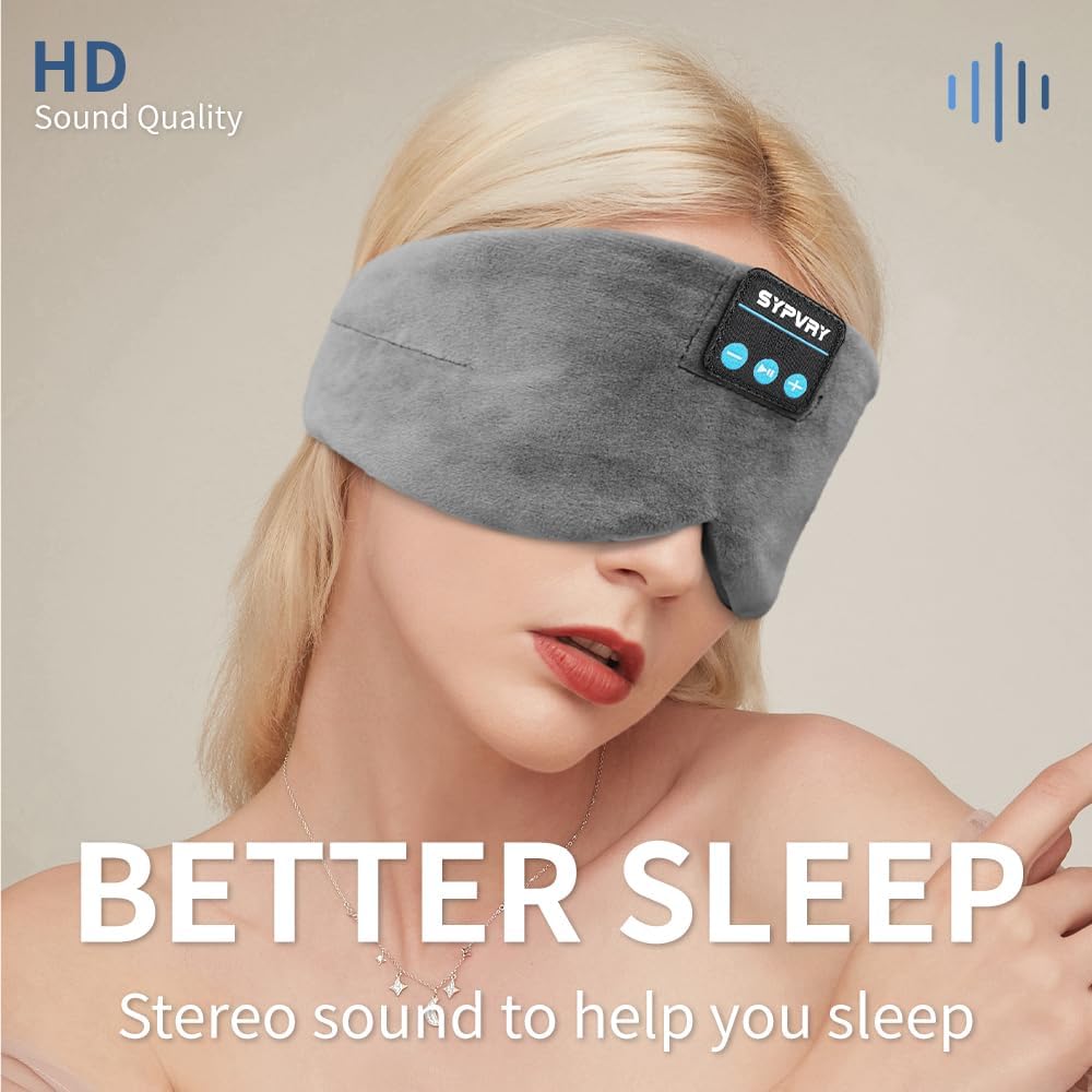 Sleep Mask Bluetooth 5.4 Headphones Soft Wireless Headband Eye Mask Blackout with Microphone (Emerald)