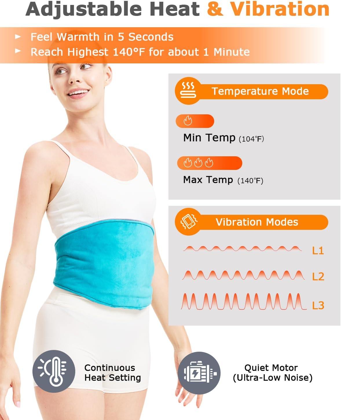Cordless Leg Massager for Circulation and Pain Relief - 5000mAh Portable Heating Pad for Leg and Calf with 3-Level Vibration Massage, 104-140℉ Adjustable Temperature & 30/45/60 Min Timer