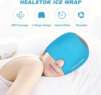 Cold Hat, Ice Cap, Cold/Hot Therapy Reusable Ice Head Wrap, Grey | 360°Compression Flexible Ice Pack Head Wrap, Cold Head Wrap, Migraine Relief Cap, Ice Head Wrap for Stress, Puffy Eyes