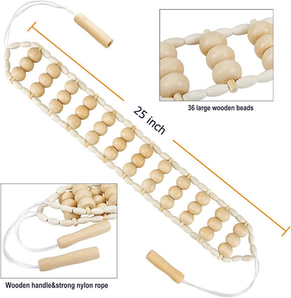 Wood Therapy Massage Tools, Wooden Back Massager Roller Rope