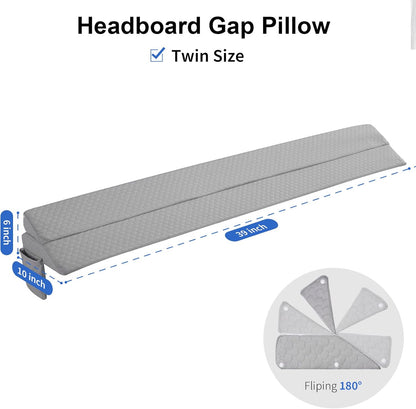 EUHAMS Queen Size Bed Wedge Pillow - Bed Gap Filler Mattress Wedge Headboard Pillow Close The Gap 0-7" Between Your Headboard and Mattress or Wall for Sleeping Backrest Pillow (60"x10"x6" Gray)