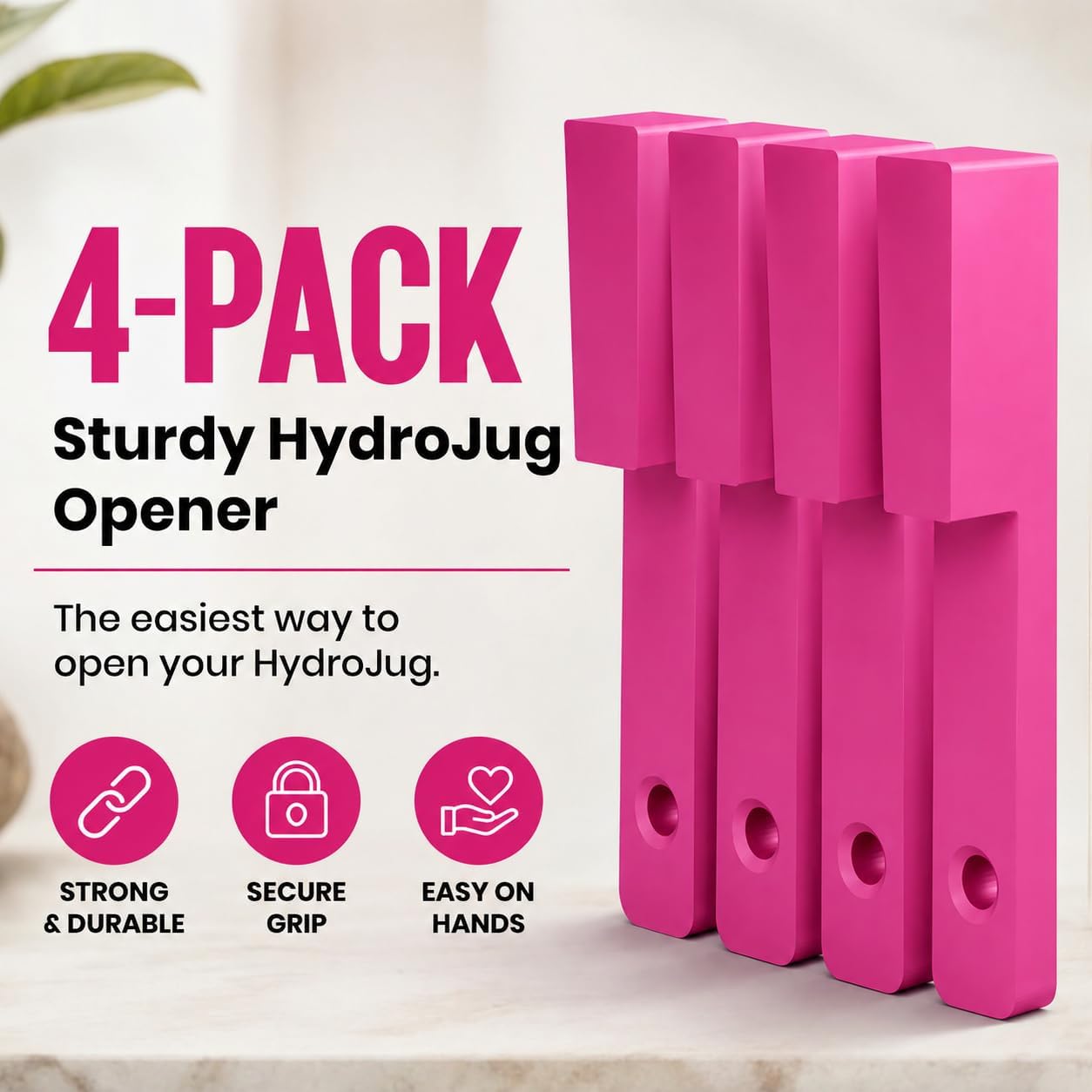 Easy Grip Bottle Cap Opener – Ergonomic Lid Turner for Stanley, Hydrojug, & Owala Tumblers – Easy Grip Assisted Bottle Opener for Weak Hands – 20oz, 32oz, 40oz - Hot Pink