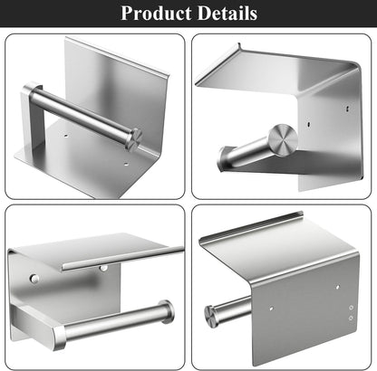 Toilet Paper Holder with Shelf Wall Mounted Toilet Paper Roll Dispenser | Heavy Duty Stainless Steel Brushed Nickel